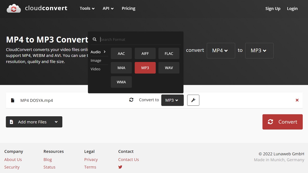 CloudConvert, mp3, mp4, çevirme