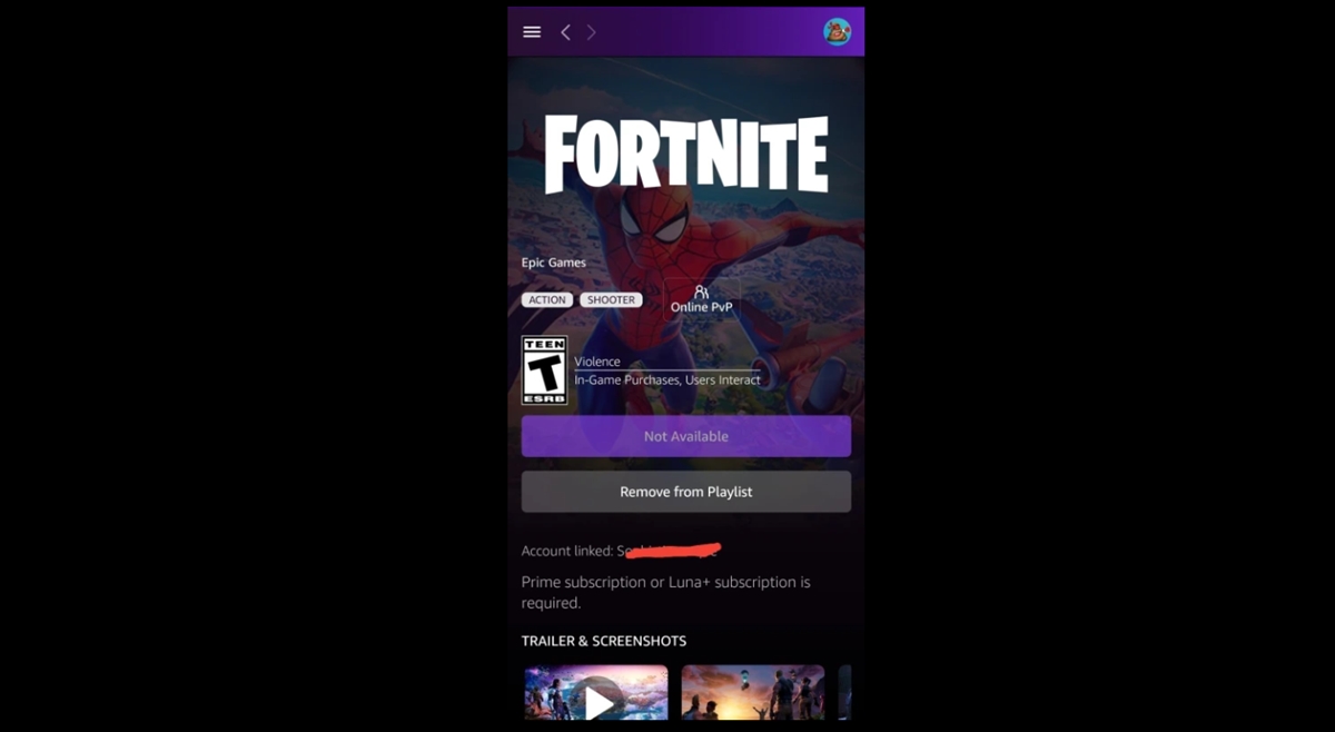 Fortnite, Amazon Luna Kütüphanesine Ekleniyor
