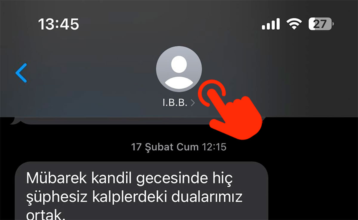 iphone sms engelleme adım 1
